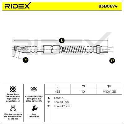 Bremsschlauch RIDEX 83B0674 83B0674 - foto 7