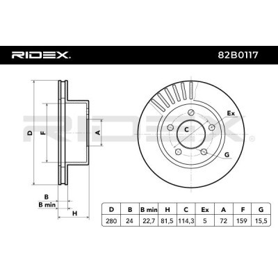 Bremsscheibe RIDEX 82B0117 82B0117 - foto 5