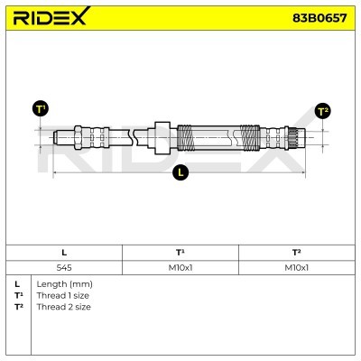 Bremsschlauch RIDEX 83B0657 83B0657 - foto 5