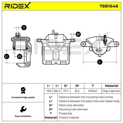 Bremssattel RIDEX 78B1648 78B1648 - foto 6