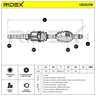Antriebswelle RIDEX 13D0278 13D0278 - foto 7
