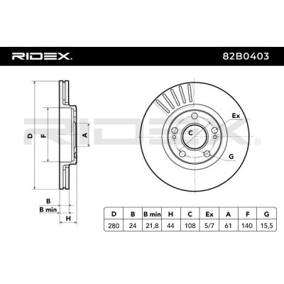 Bremsscheibe RIDEX 82B0403 82B0403 - foto 5