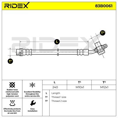 Bremsschlauch RIDEX 83B0061 83B0061 - foto 3