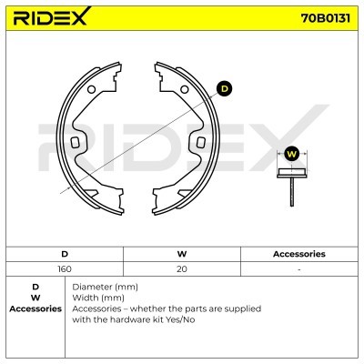 Bremsbeläge Satz RIDEX 70B0131 70B0131 - foto 3