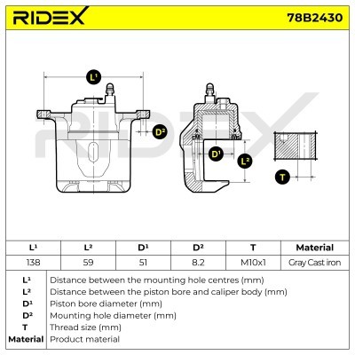 Bremssattel RIDEX 78B2430 78B2430 - foto 7