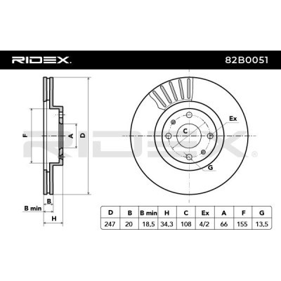 Bremsscheibe RIDEX 82B0051 82B0051 - foto 3