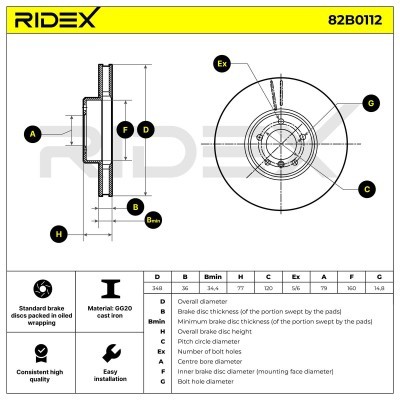 Bremsscheibe RIDEX 82B0112 82B0112 - foto 5