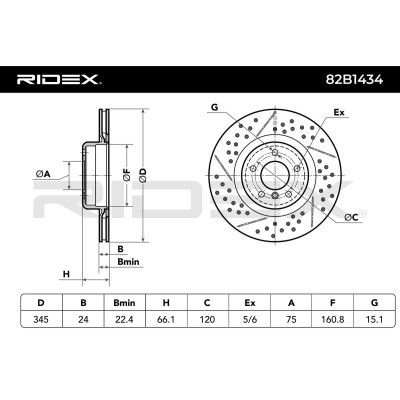 Bremsscheibe RIDEX 82B1434 82B1434 - foto 6