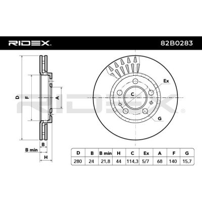 Bremsscheibe RIDEX 82B0283 82B0283 - foto 7