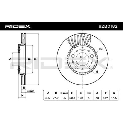 Bremsscheibe RIDEX 82B0182 82B0182 - foto 4
