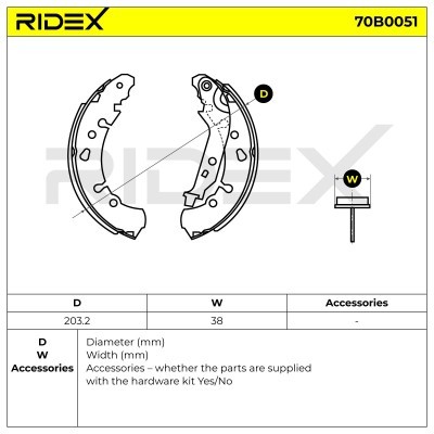 Bremsbeläge Satz RIDEX 70B0051 70B0051 - foto 3