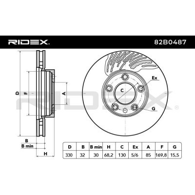 Bremsscheibe RIDEX 82B0487 82B0487 - foto 6