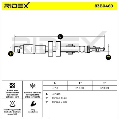 Bremsschlauch RIDEX 83B0469 83B0469 - foto 8