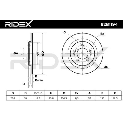 Bremsscheibe RIDEX 82B1194 82B1194 - foto 7