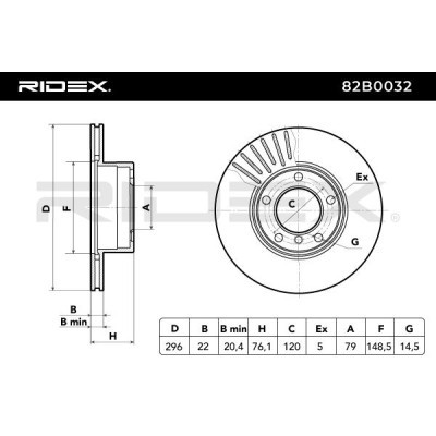 Bremsscheibe RIDEX 82B0032 82B0032 - foto 7