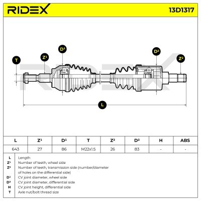 Antriebswelle RIDEX 13D1317 13D1317 - foto 7
