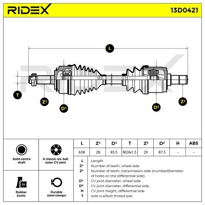 Antriebswelle RIDEX 13D0421 13D0421 - foto 7