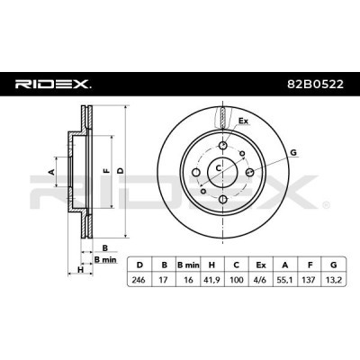 Bremsscheibe RIDEX 82B0522 82B0522 - foto 6
