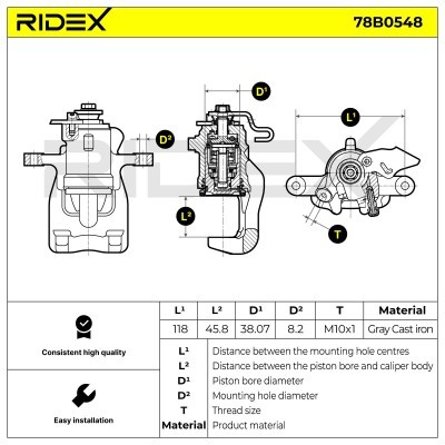 Bremssattel RIDEX 78B0548 78B0548 - foto 5