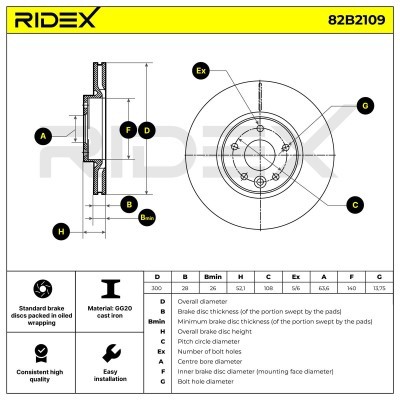 Bremsscheibe RIDEX 82B2109 82B2109 - foto 7