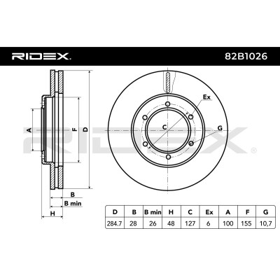 Bremsscheibe RIDEX 82B1026 82B1026 - foto 8