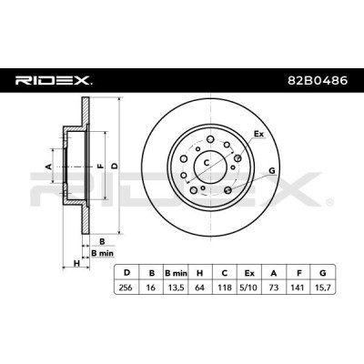 Bremsscheibe RIDEX 82B0486 82B0486 - foto 6