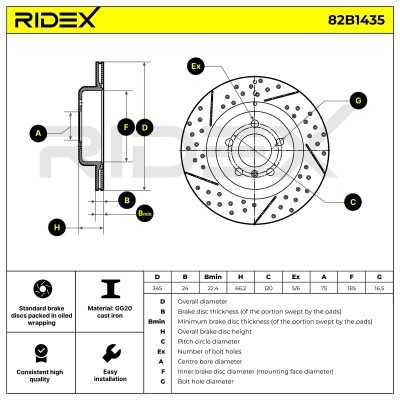 Bremsscheibe RIDEX 82B1435 82B1435 - foto 6