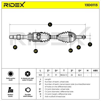 Antriebswelle RIDEX 13D0113 13D0113 - foto 9