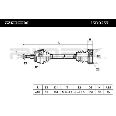 Antriebswelle RIDEX 13D0257 13D0257 - foto 6