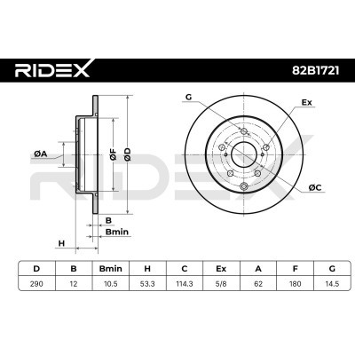 Bremsscheibe RIDEX 82B1721 82B1721 - foto 6