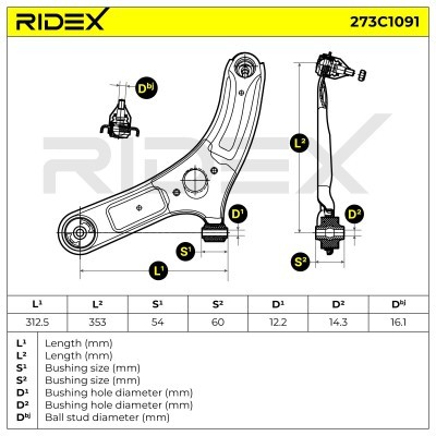 Querlenker RIDEX 273C1091 273C1091 - foto 8