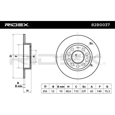 Bremsscheibe RIDEX 82B0037 82B0037 - foto 7