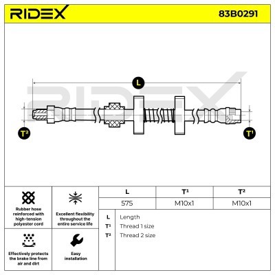 Bremsschlauch RIDEX 83B0291 83B0291 - foto 6