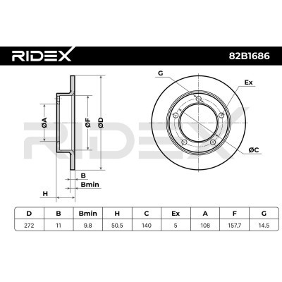 Bremsscheibe RIDEX 82B1686 82B1686 - foto 8