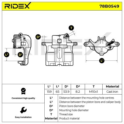 Bremssattel RIDEX 78B0549 78B0549 - foto 2