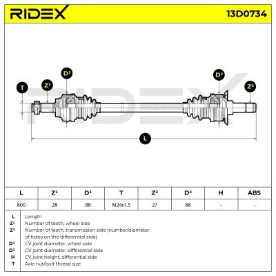Antriebswelle RIDEX 13D0734 13D0734 - foto 7