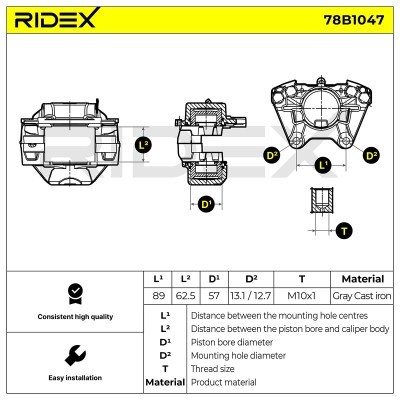 Bremssattel RIDEX 78B1047 78B1047 - foto 6