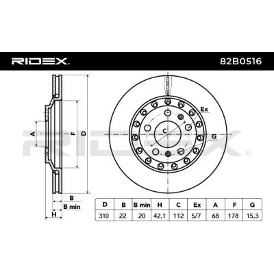 Bremsscheibe RIDEX 82B0516 82B0516 - foto 3