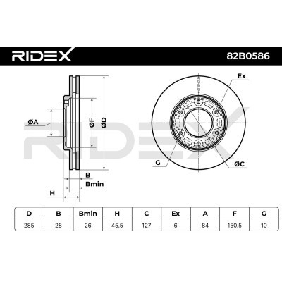 Bremsscheibe RIDEX 82B0586 82B0586 - foto 2