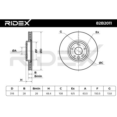 Bremsscheibe RIDEX 82B2011 82B2011 - foto 6