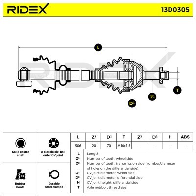Antriebswelle RIDEX 13D0305 13D0305 - foto 4