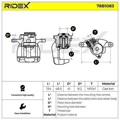 Bremssattel RIDEX 78B1083 78B1083 - foto 6
