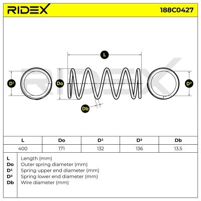 Fahrwerksfeder RIDEX 188C0427 188C0427 - foto 4