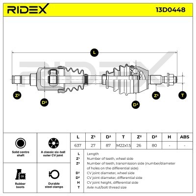 Antriebswelle RIDEX 13D0448 13D0448 - foto 11