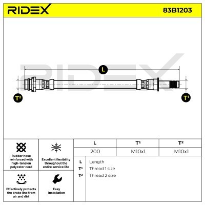 Bremsschlauch RIDEX 83B1203 83B1203 - foto 6
