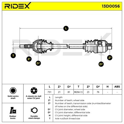 Antriebswelle RIDEX 13D0056 13D0056 - foto 6