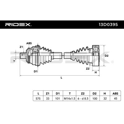 Antriebswelle RIDEX 13D0395 13D0395 - foto 5