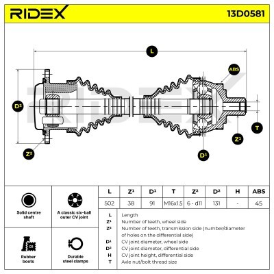 Antriebswelle RIDEX 13D0581 13D0581 - foto 7
