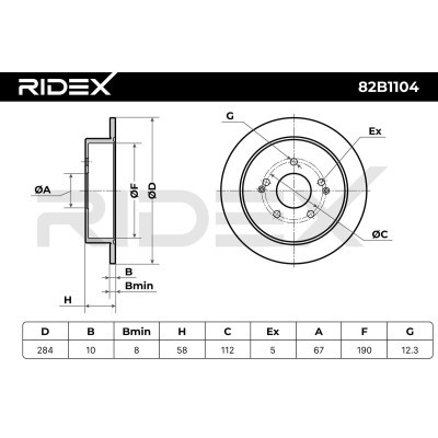Bremsscheibe RIDEX 82B1104 82B1104 - foto 7