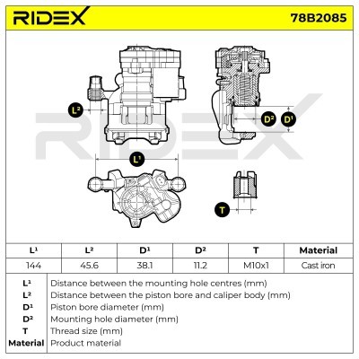 Bremssattel RIDEX 78B2085 78B2085 - foto 8